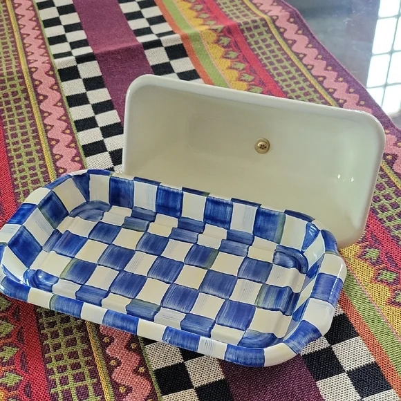 MacKenzie-Childs Royal CheckeButter Dish - Picture 2 of 6